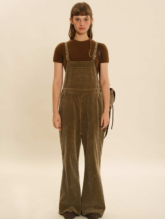 Wide-Leg Corduroy Overalls
