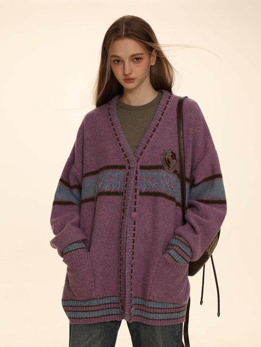 Retro Knit Oversize Long Cardigan