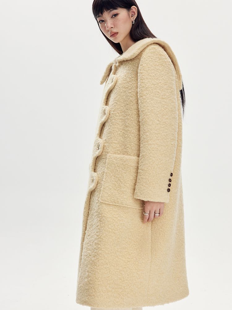 Wool Wave Sailor-Collar Coat