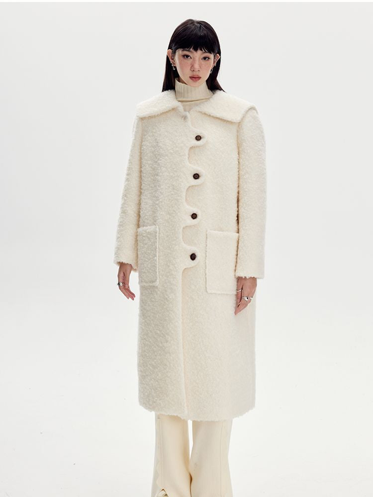 Wool Wave Sailor-Collar Coat