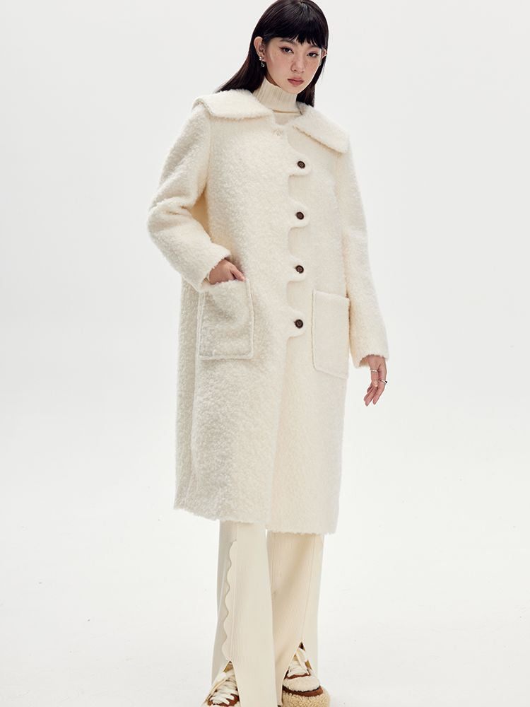 Wool Wave Sailor-Collar Coat