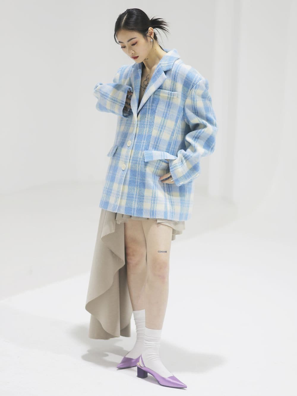 Retro Wool Refreshing Short-Coat - Classic Check Pattern