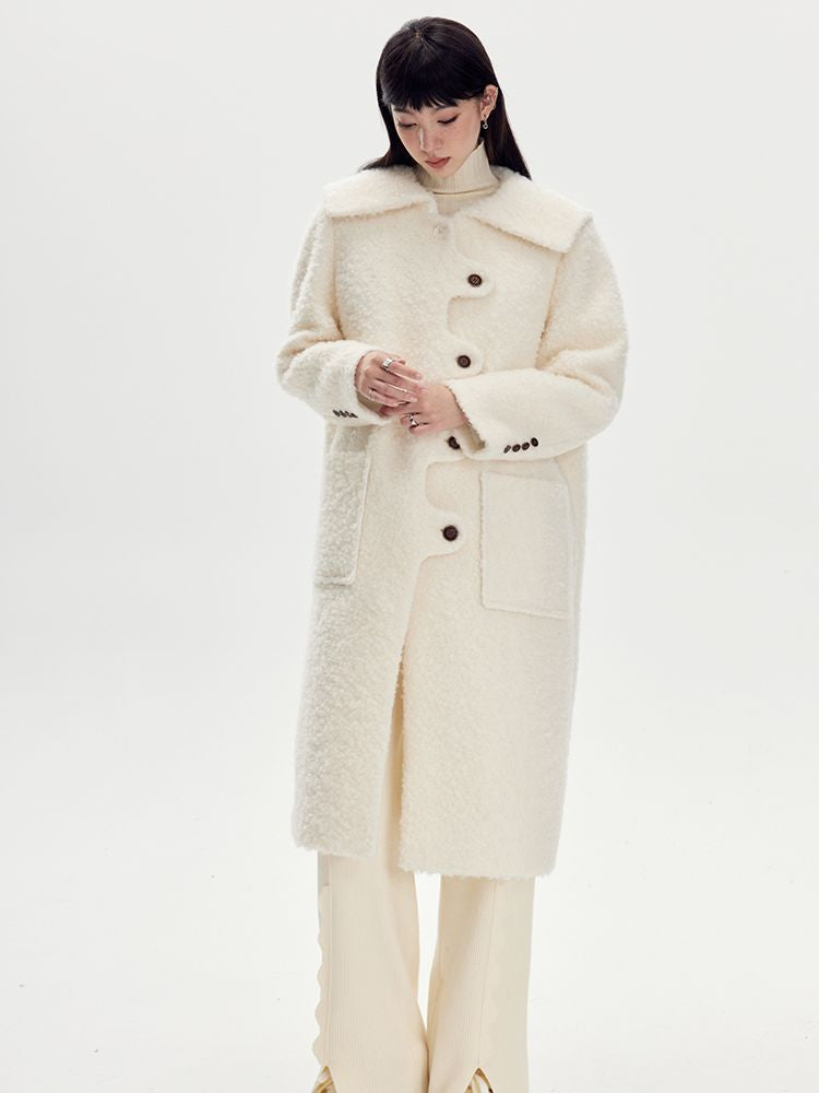 Wool Wave Sailor-Collar Coat