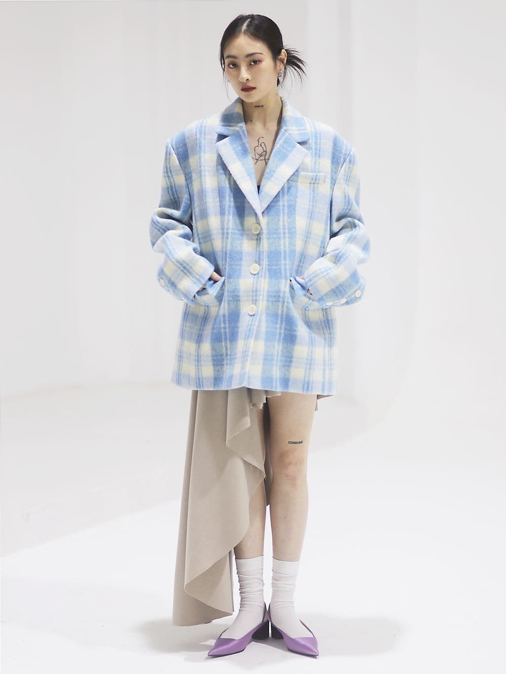 Retro Wool Refreshing Short-Coat - Classic Check Pattern