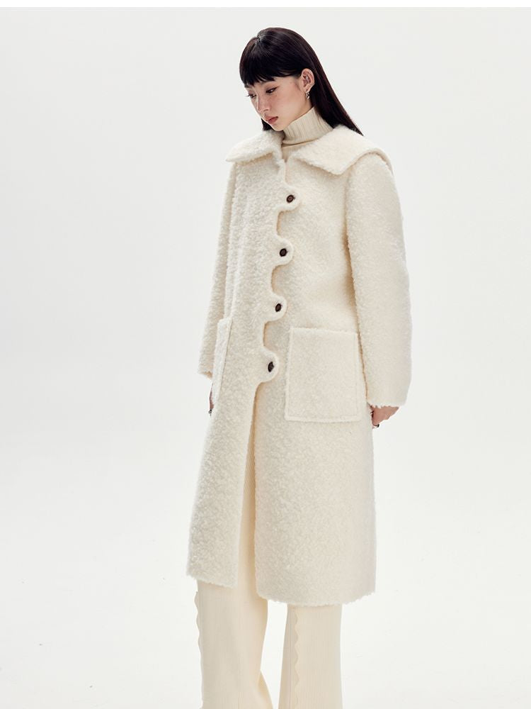 Wool Wave Sailor-Collar Coat