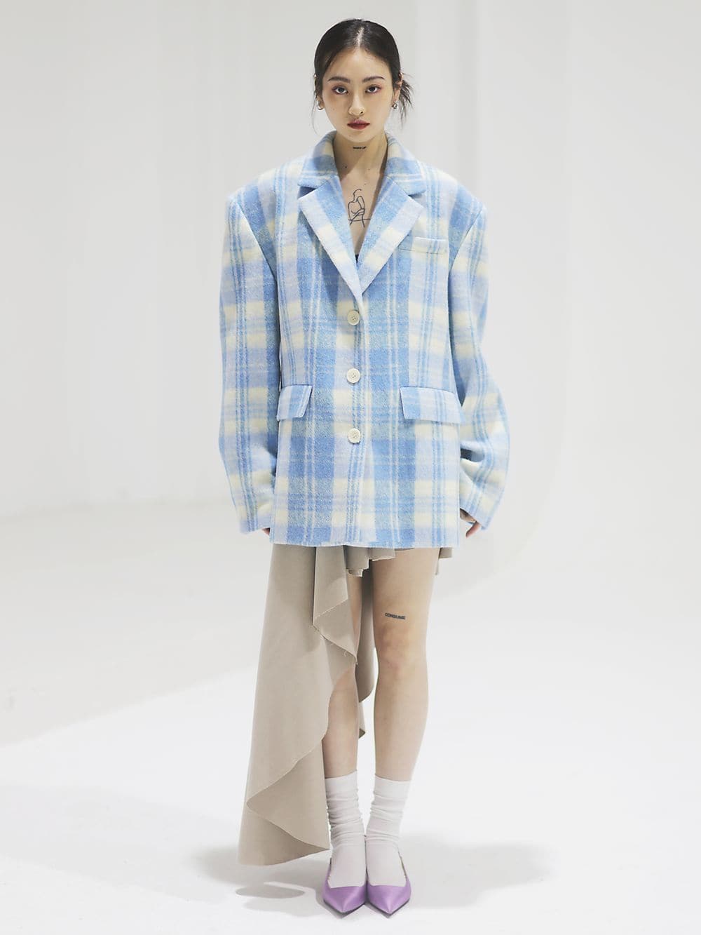 Retro Wool Refreshing Short-Coat - Classic Check Pattern