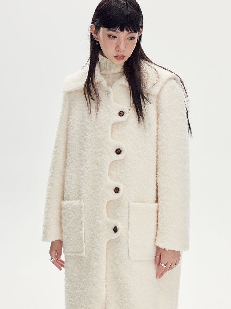 Wool Wave Sailor-Collar Coat