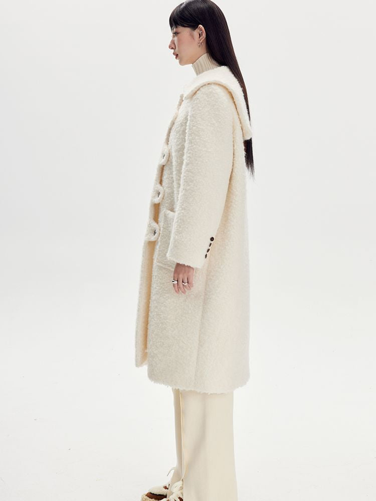 Wool Wave Sailor-Collar Coat