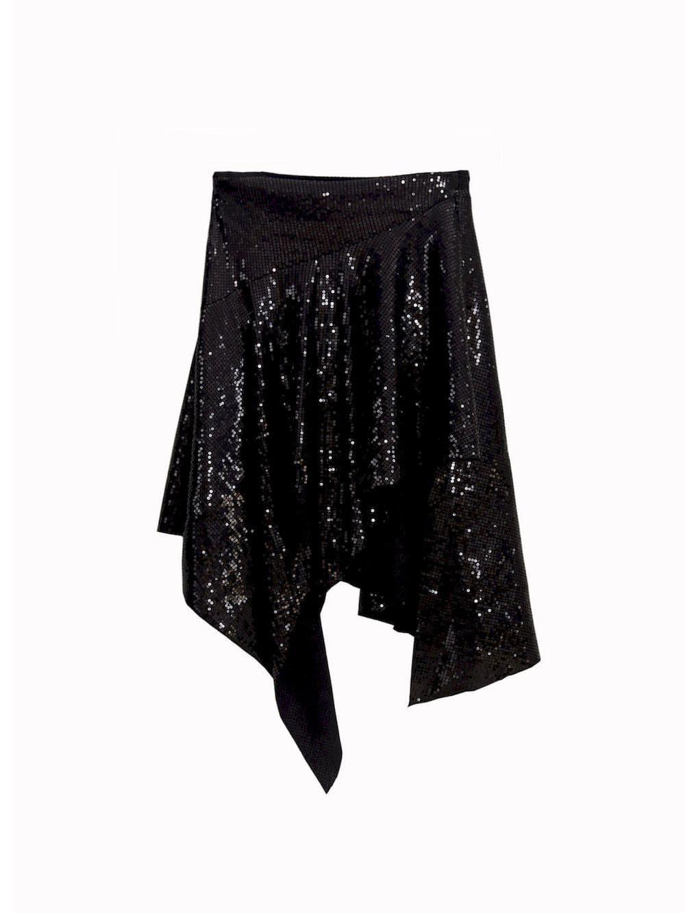 Asymmetrical Sequin Statement Skirt