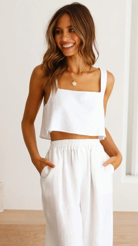 White Crop Tank Top