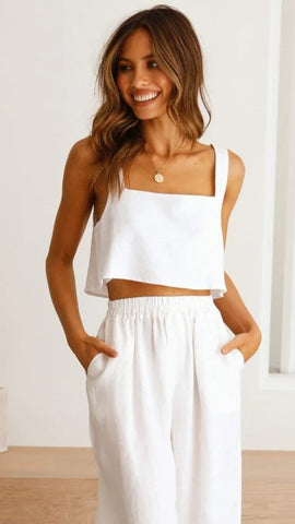 White Crop Tank Top