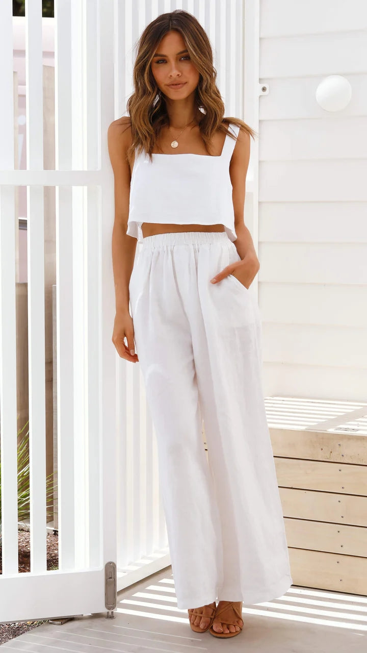 White Crop Tank Top