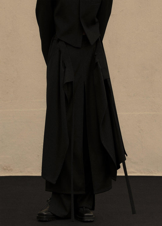 Versatile Detachable Layered Pleated Trousers