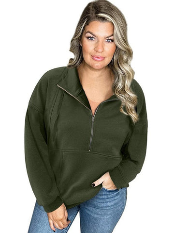 Women's Casual Zipper Pullover Sweatshirt with Long Sleeves