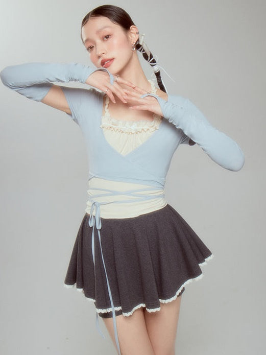 Two-Piece A-Line Skirt Pants