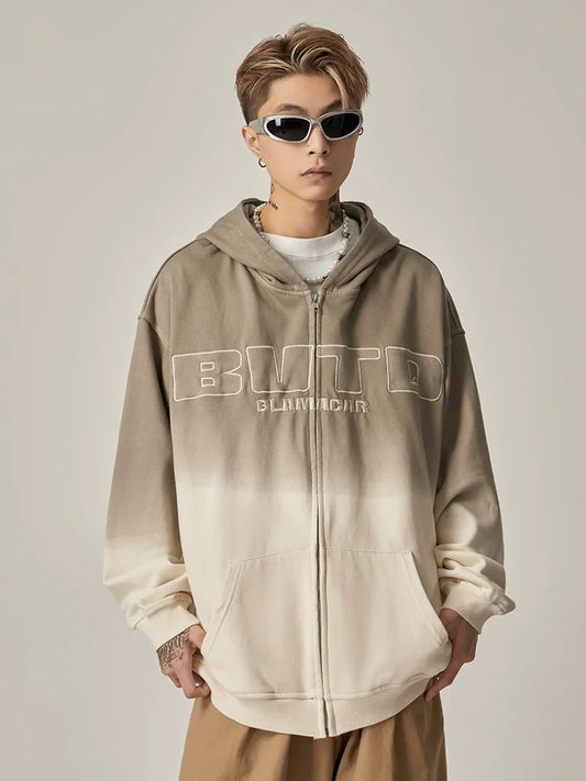 BWTO Gradient Oversized Zip Hoodie