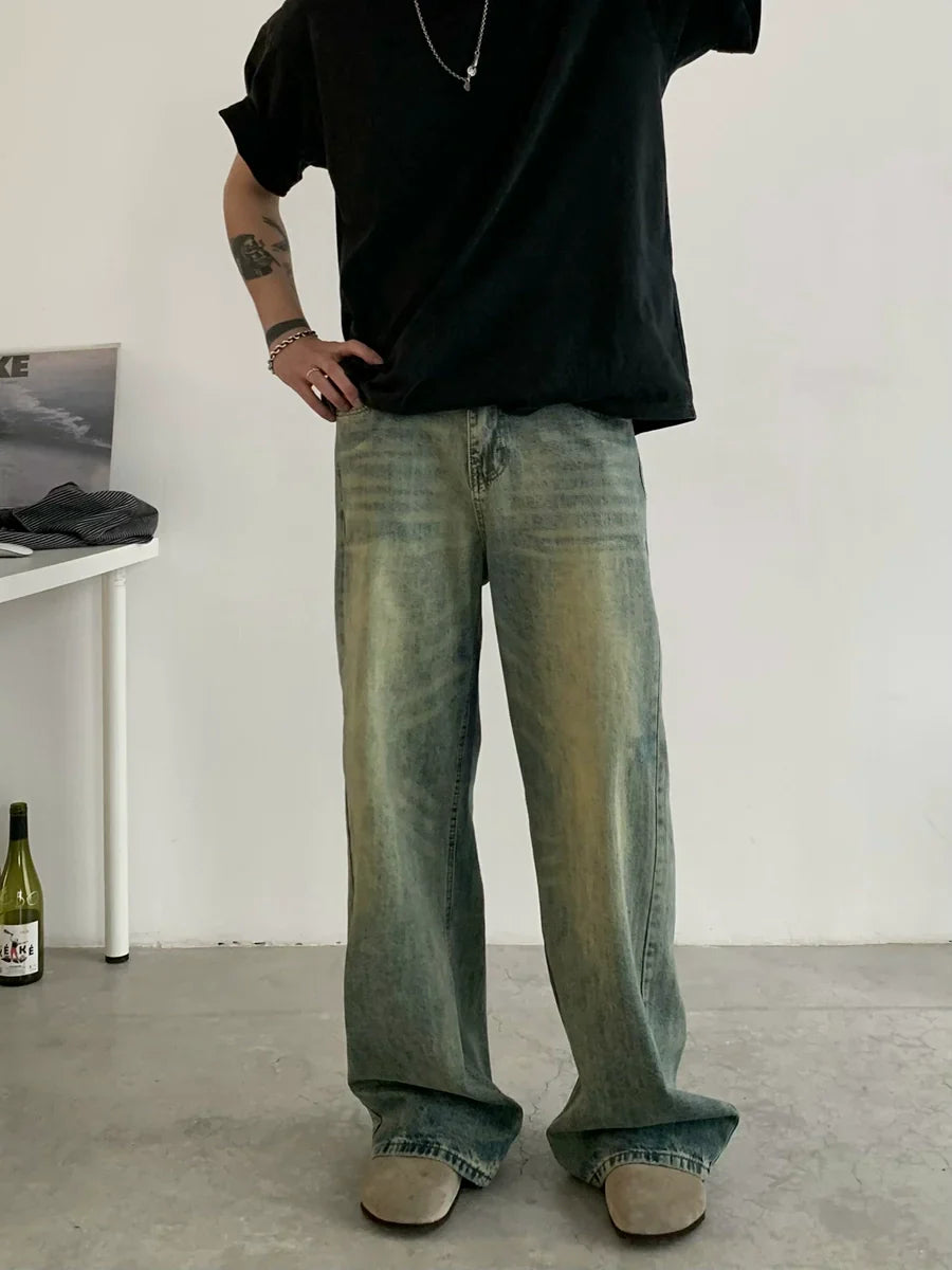 Retro Inpired Wide Leg Denim Jeans