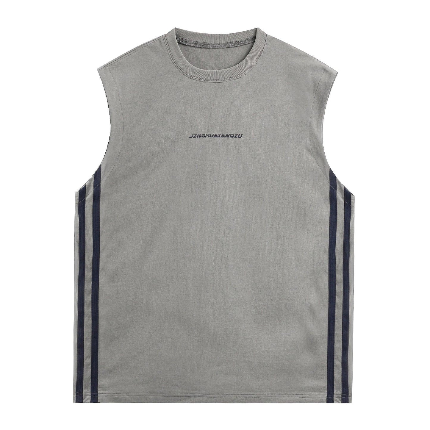 Sleeveless Tee With Side Stripes Vest