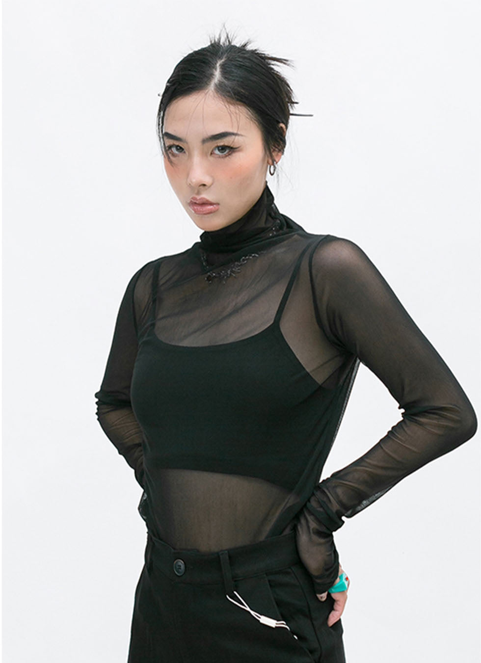 Slim Pullover Sheer Shirt