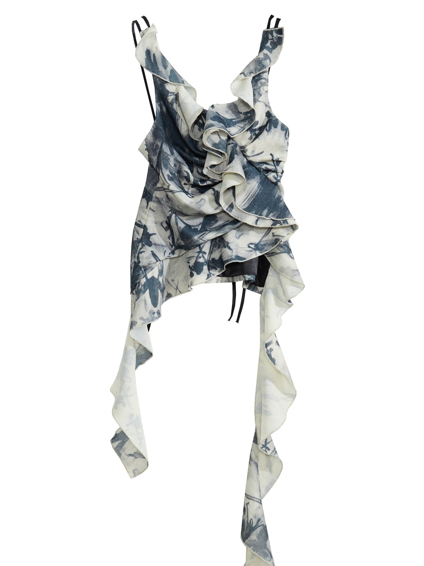 Ruffled Square Neck Strap Top - Print Edition