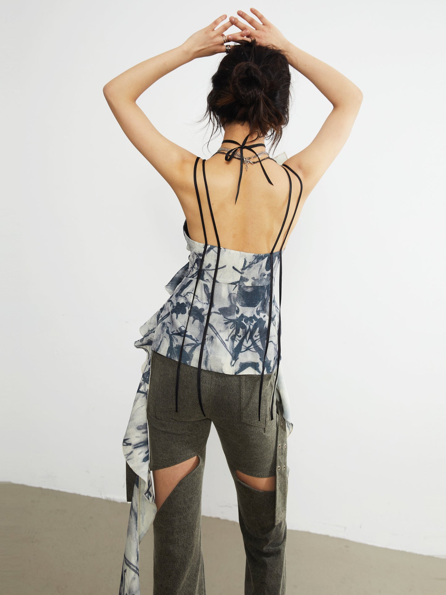 Ruffled Square Neck Strap Top - Print Edition