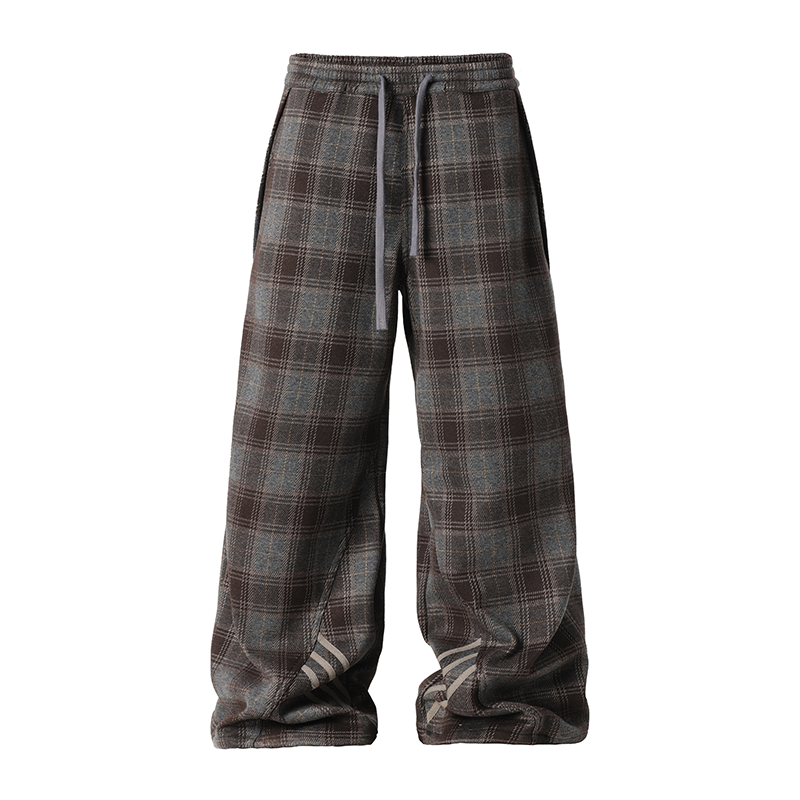 Sports Plaid Striped Paratrooper Pants