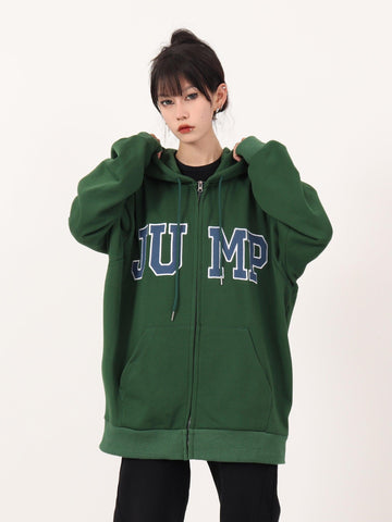 Casual Hoodie With Big Logo Zipper