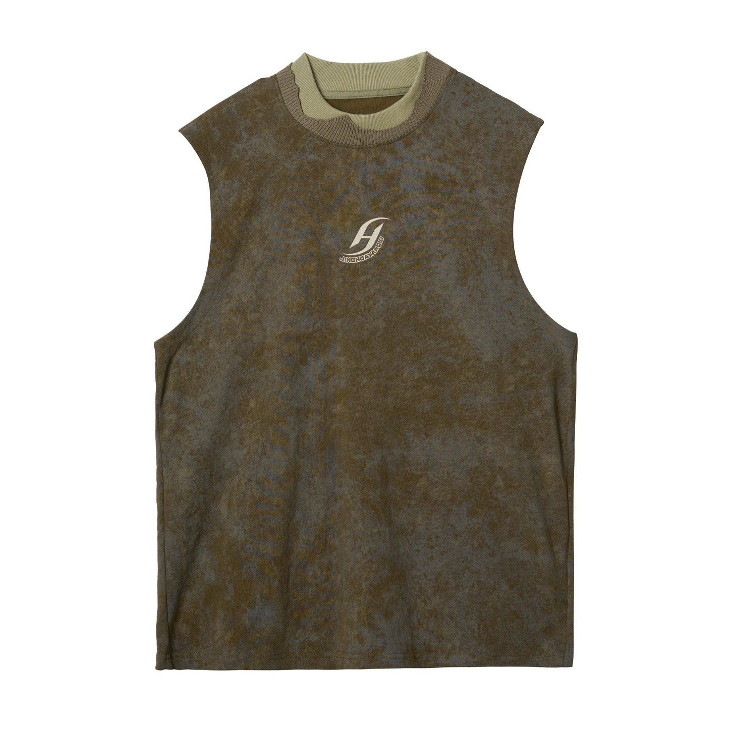 Sleeveless Tee With Camouflage Print Vest