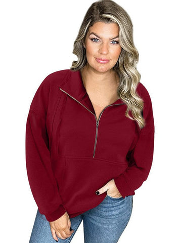 Women's Casual Zipper Pullover Sweatshirt with Long Sleeves