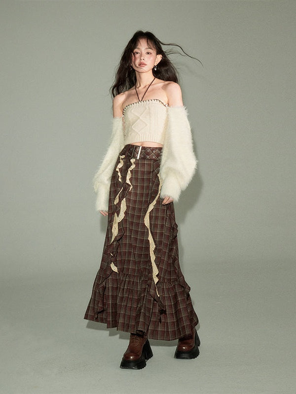 Plaid Frill Flounce Skirt