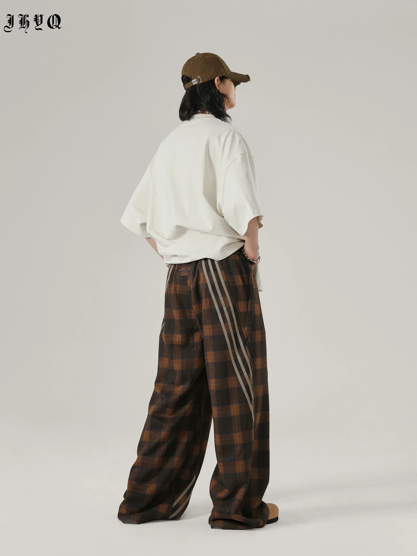 Sports Plaid Striped Paratrooper Pants