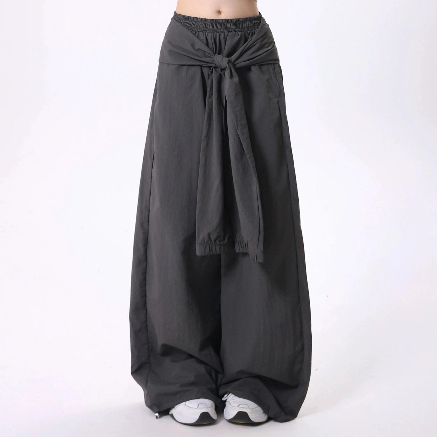 Rayohopp Women'S Wide-Leg Palazzo Pants - Elastic Waist Maxi Skirt Overlay With Front Tie