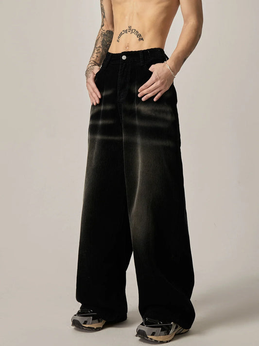 Midnight Velvet Wide-Leg Corduroy Trousers