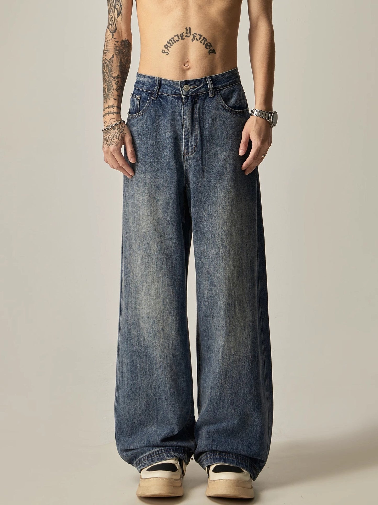 Retro Fade Ultra-Wide Leg Denim Jeans