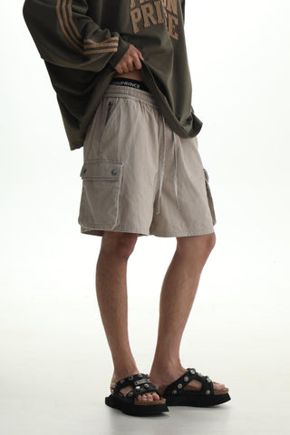 Cargo Shorts With Tie Waist And Double Pockets