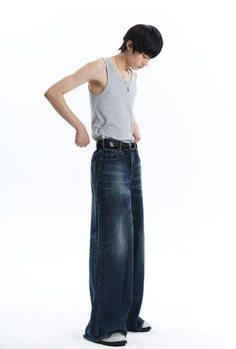 Wide Cut Whiskered Jeans