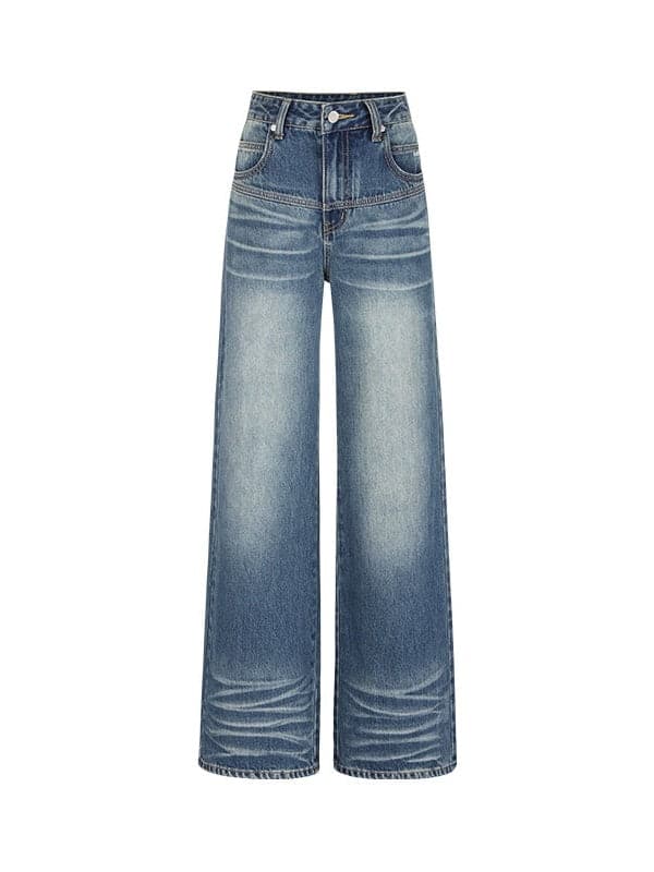 Classic Fit Straight Whiskers Jeans