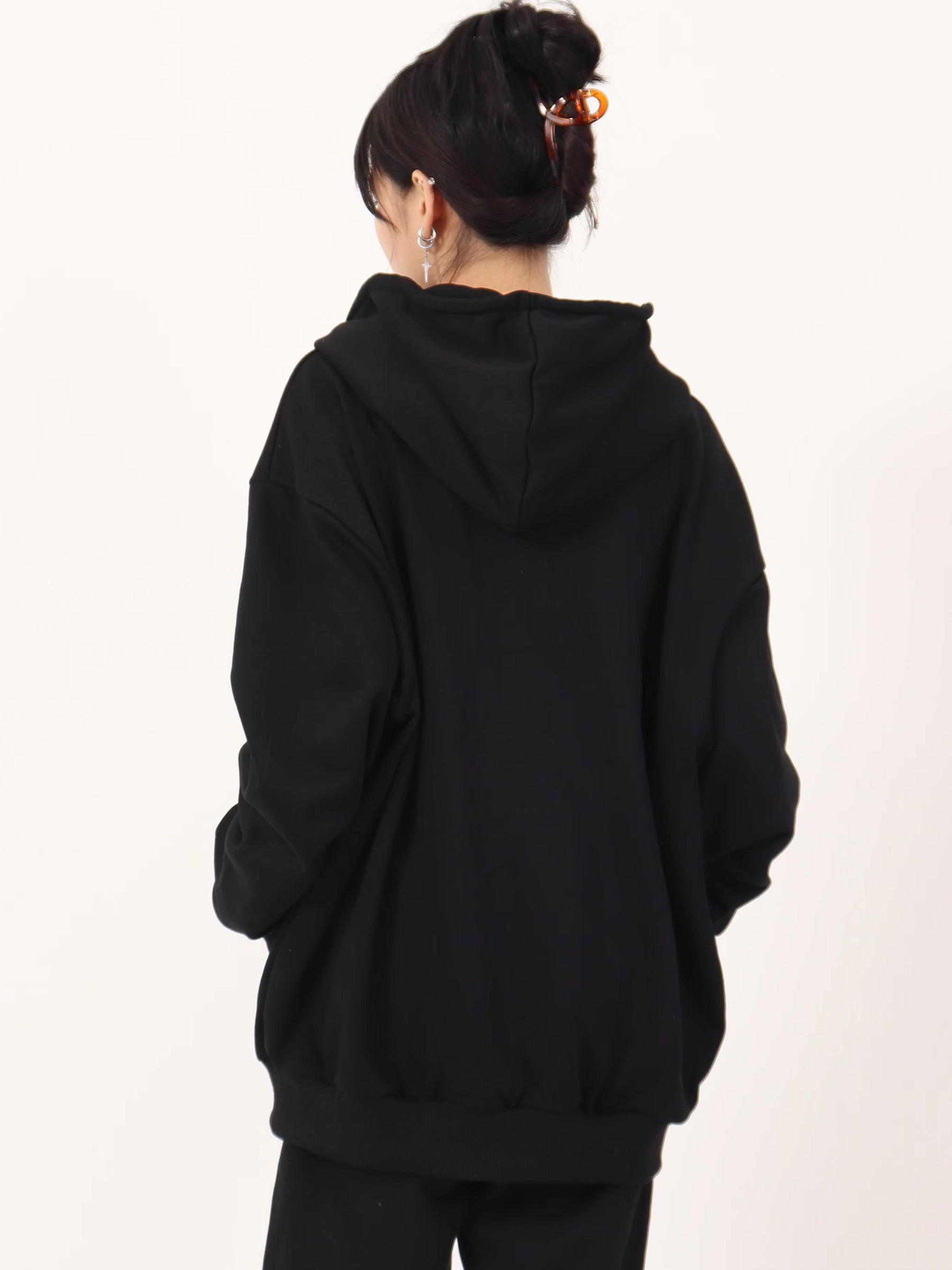 Casual Hoodie With Big Logo Zipper