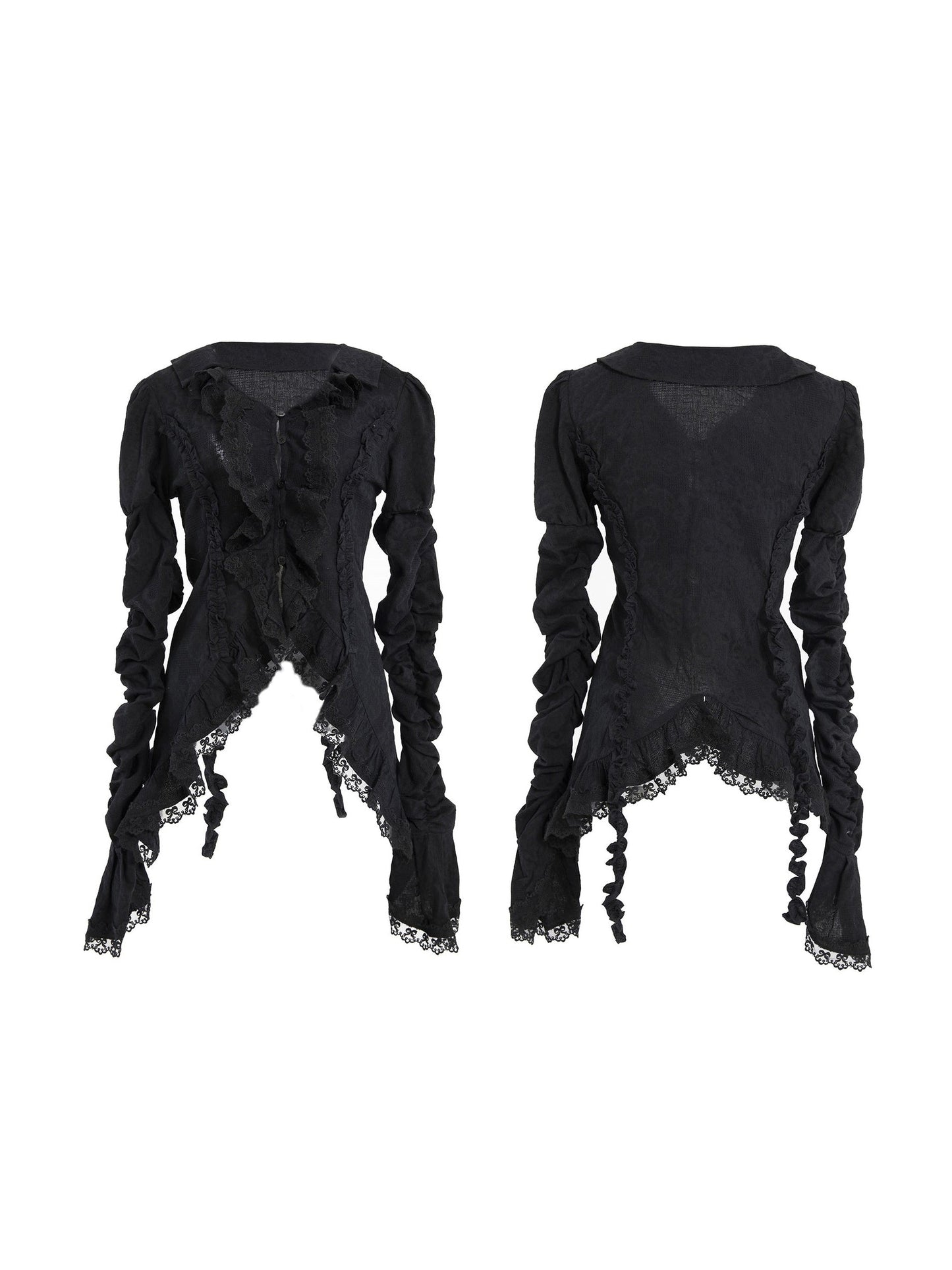 Trumpet Sleeve Shirred Frill Shirt