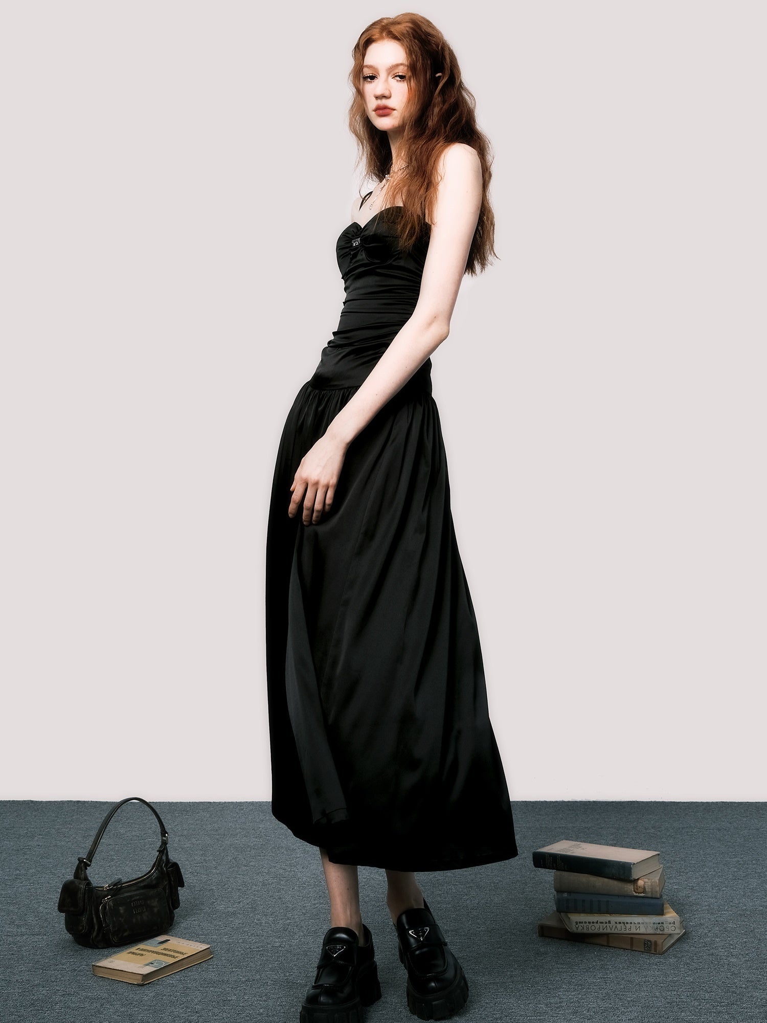 Elegant Backless Suspender Maxi Dress