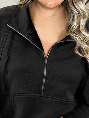 Women's Casual Zipper Pullover Sweatshirt with Long Sleeves