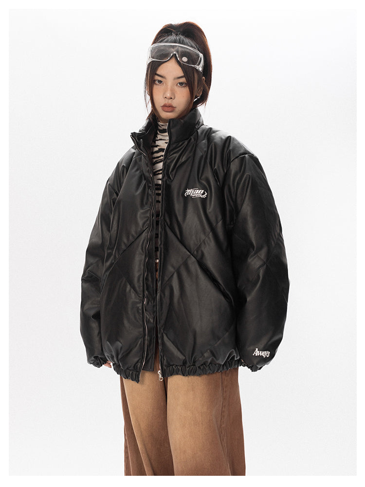 Pu Leather Duck Down Jacket