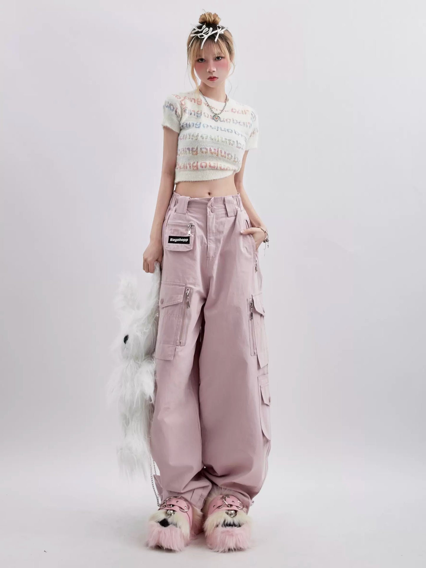 Pocket Decoration Wide Casual Pants