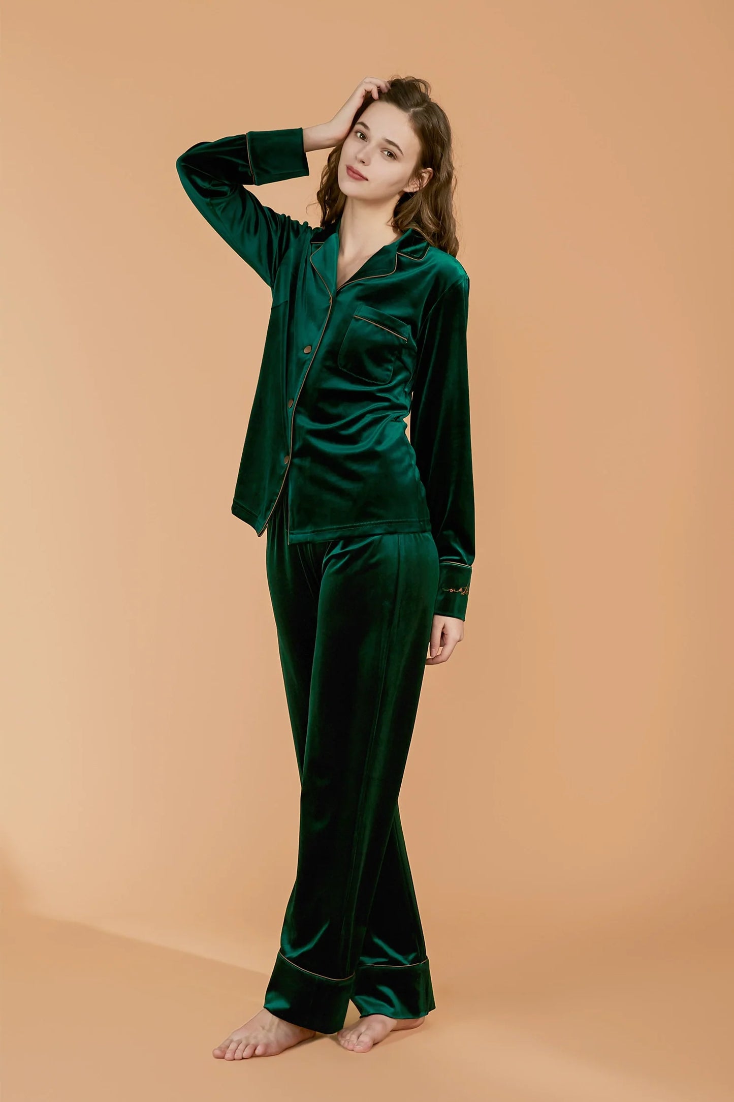 Thickened Velvet Long-Sleeve Loungewear Set