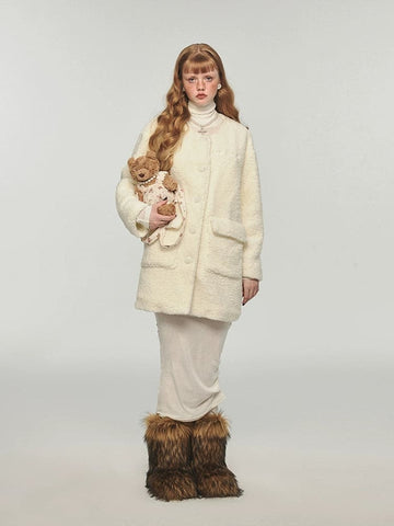 1Jinn Classic Regular Pajamas Set With Straight Cut Home Suit, Plush Jacket And Teddy Bear Ear Hat