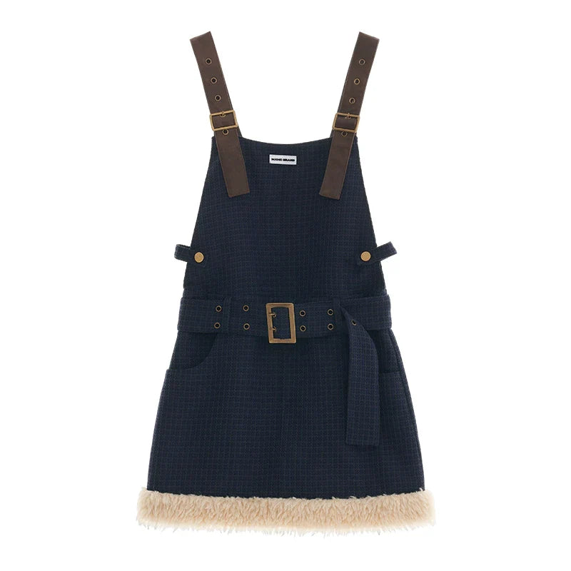 Patchwork Smock Strap Dress Set