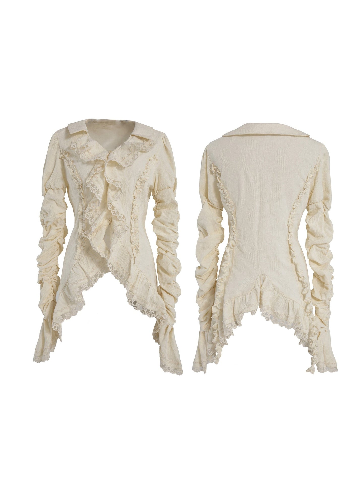 Trumpet Sleeve Shirred Frill Shirt