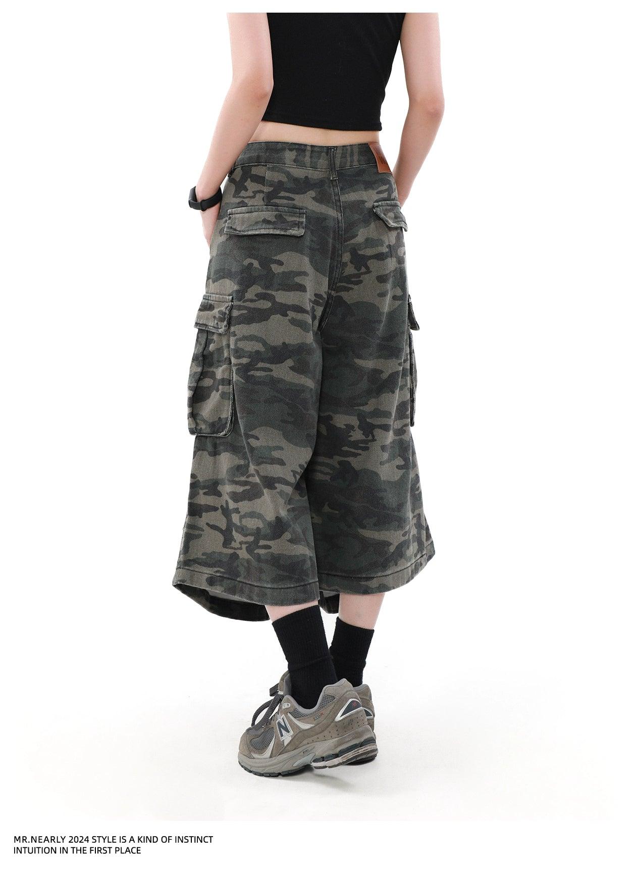 Mrnearly Camouflage Cargo Culottes - Unisex Urban Streetwear Bottoms