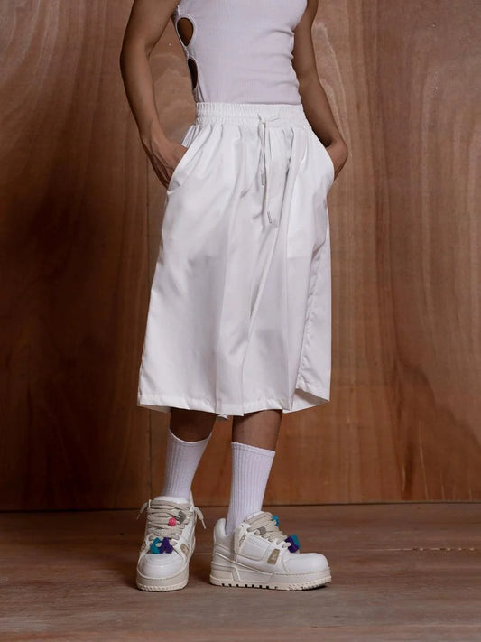 Wide-Leg Drawstring Shorts