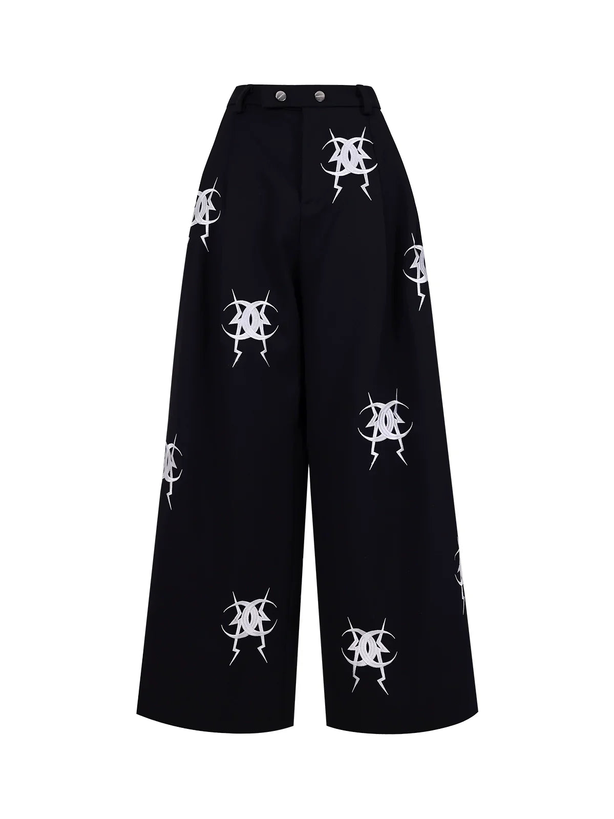 PINKSPINK Anarchy Symbol Wide-Leg Trousers - Black and White